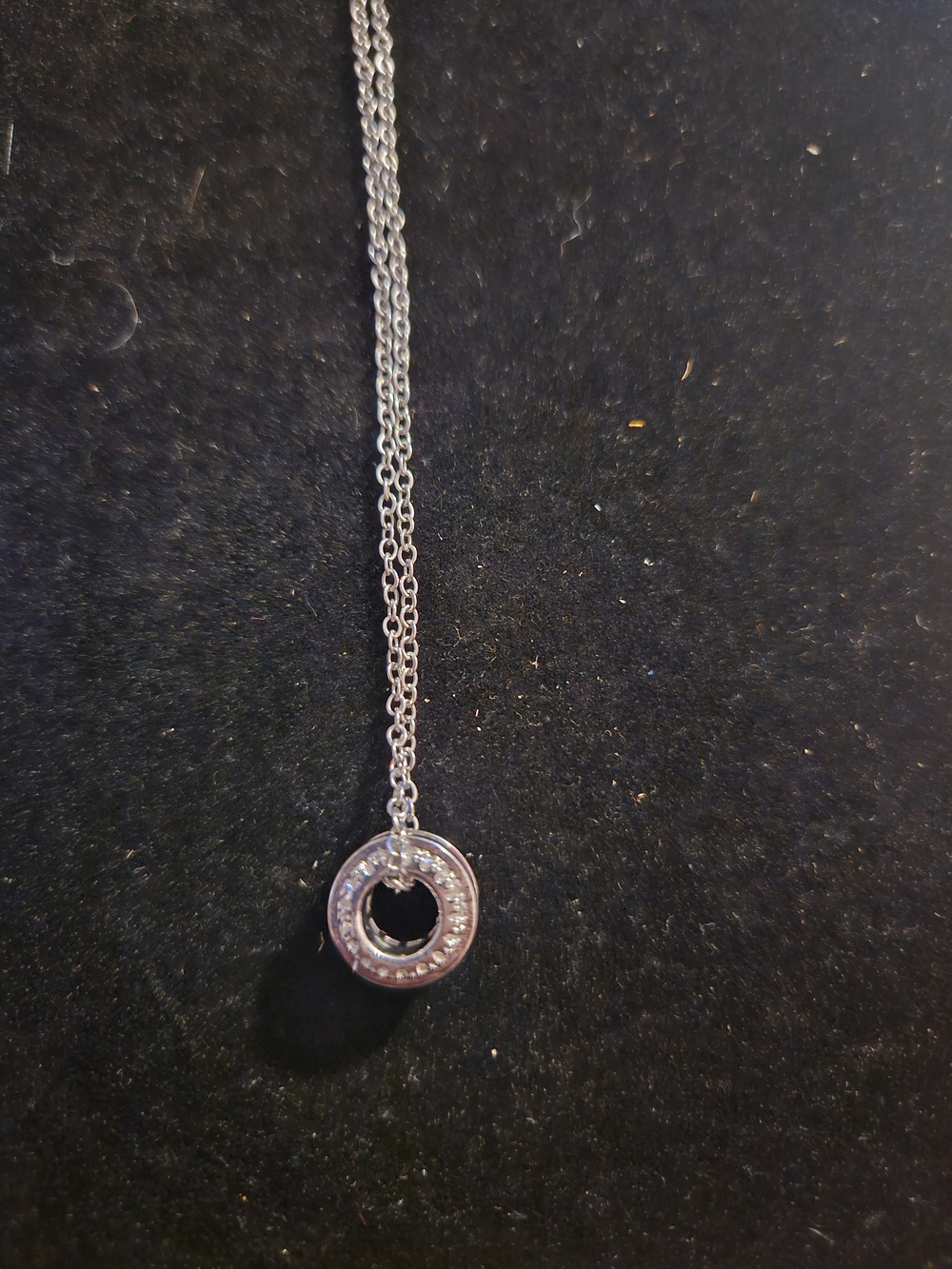 Sterling Silver Double Circle Pendant Necklace - Silver